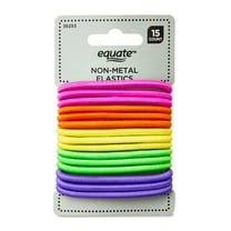 Equate Non-Metal Hair Elastics, Assorted Colors, for Ponytails, Braids, or Buns, Color May Vary, 15 Count