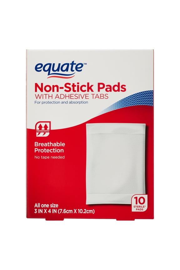 Non-Stick Pads with Adhesive Tabs, 10 Count