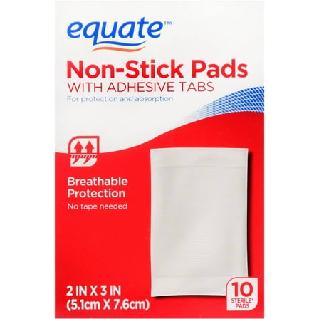 Equate Non-Stick Pads with Adhesive Tabs, 2 in x 3 in, 10 Count