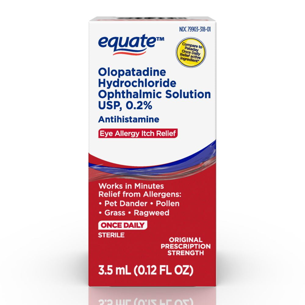 Equate Eye Itch Relief Antihistamine Eye Drops, Olopatadine HCL 0.2%, 3.5mL, Compare to Pataday Once Daily Relief Active Ingredient