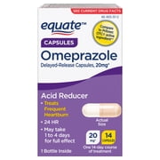 Equate Omeprazole Delayed-Release Acid Reducer Capsules 20mg, 14 Count