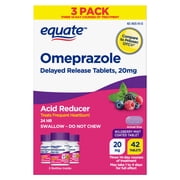 Equate Omeprazole Delayed Release Coated Tablets, 20 mg, Wildberry Mint, 14 Count, 3 Pack, Compare to Prilosec OTC