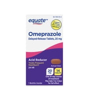 Equate Omeprazole Delayed Release Tablets 20 mg, Acid Reducer, Frequent Heartburn, 14 Count