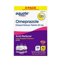 Equate Omeprazole Delayed Release Tablets 20 mg, Acid Reducer, Frequent Heartburn, 42 Count