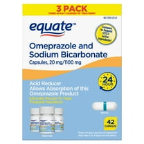 Equate Omeprazole and Sodium Bicarbonate Capsules 20 mg/1100 mg, Acid Reducer, 42 Count, Compare to Zegerid OTC Active Ingredient