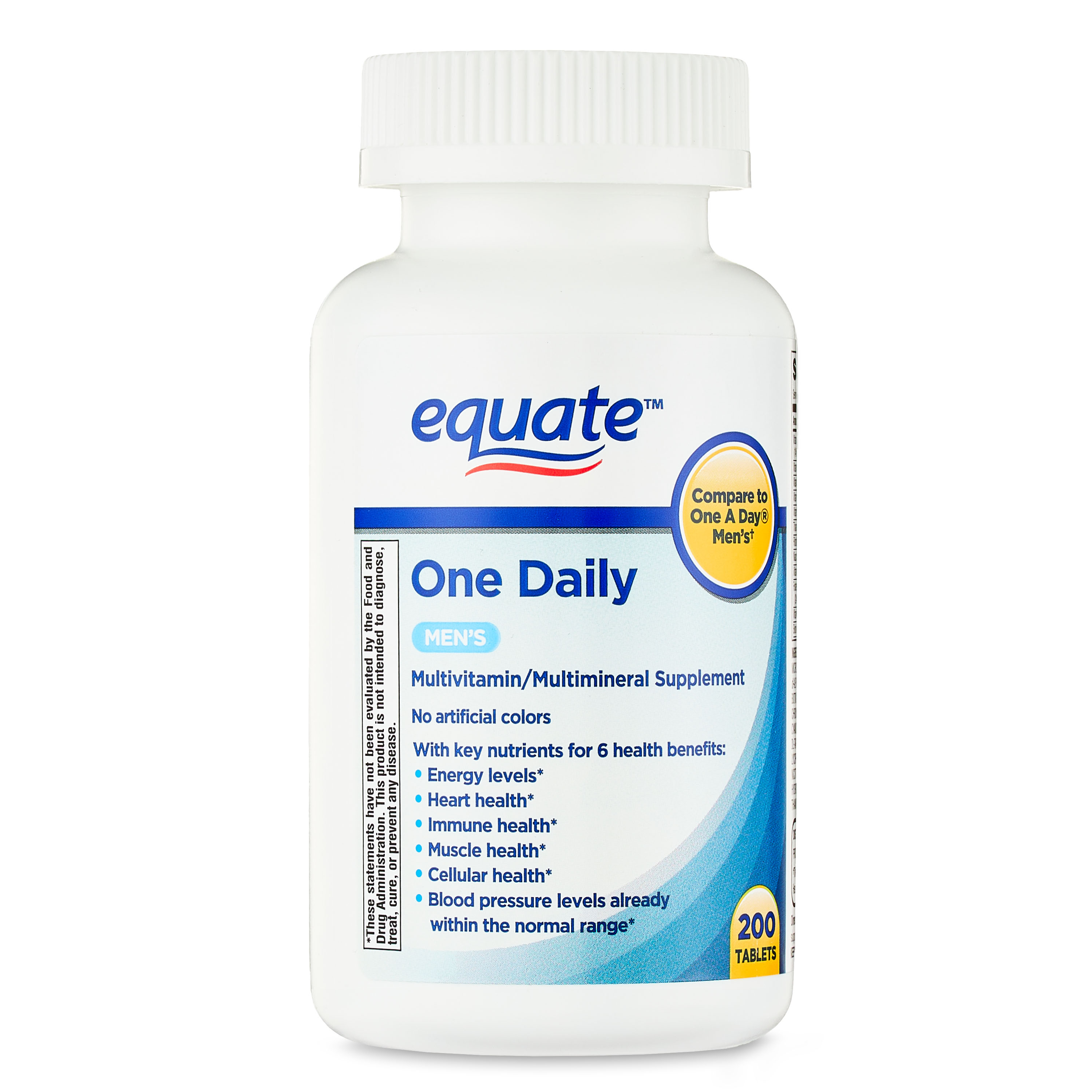Equate One Daily Men's Multivitamin/Multimineral Supplement Tablets, 200 Count - image 1 of 10
