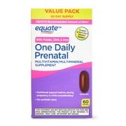 Equate One Daily Prenatal Softgels Multivitamin/Multimineral Supplement, Value Pack, 60 Count, Compare to One A Day® Women’s Prenatal 1