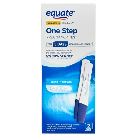 Equate One Step Pregnancy Test, Can Tell You 5 Days Sooner Than Your Missed Period (2 Count), Compare to Clearblue®
