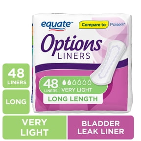 Equate Options Women's Incontinence Pads, Very Light Absorbency, Long Lengthy, Size 2, 48 Count