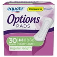 thumbnail image 1 of Equate Options Women's Incontinence Pads, Very Light Absorbency, Regular Length (30 Count), Compare to Poise®, 1 of 5
