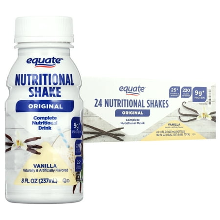 Equate Original Meal Replacement Nutritional Shakes, Vanilla, 8 fl oz, 24 Count