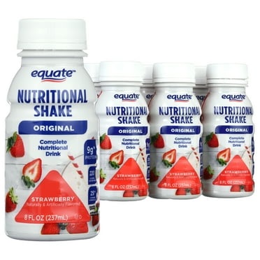 Equate Strawberry Nutritional Shake, 8 FL OZ, 6 Count