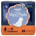 thumbnail image 1 of Equate Overnight Maxi Pads with Flexi-Wings, Overnight Absorbency, Size 4, 26 Count, 1 of 11