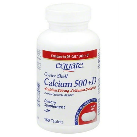 Equate Oyster Shell Calcium 500+d Dietary Supplement, 160 Count