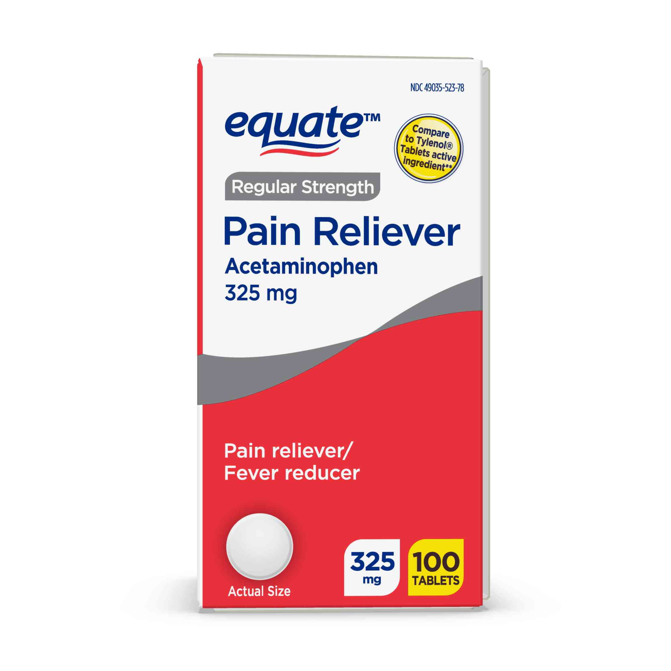 Equate Pain Relief, Acetaminophen Tablets, 325 mg, Regular Strength