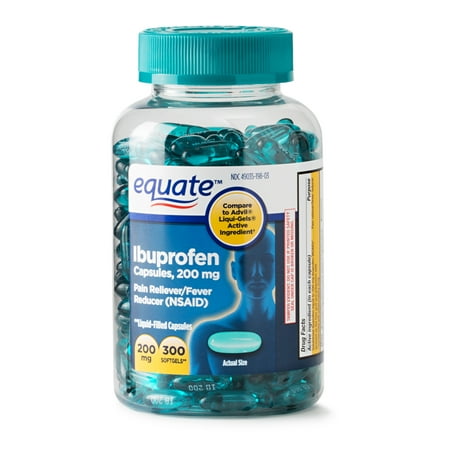 Equate Pain Relief Ibuprofen Softgels, 200 mg, 300 Count