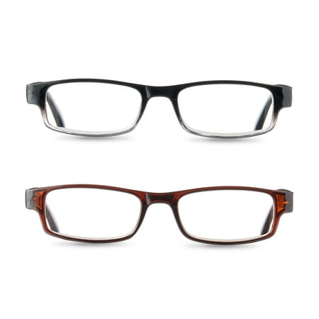 Equate Unisex Phoenix Rectangular Reading Glasses with Case, Gradient Black/Brown, +1.50, 2 Pack