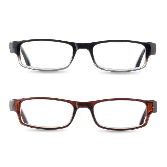 Equate Phoenix Value 2-Pack Unisex Rectangular Reading Glasses with Case, +1.75