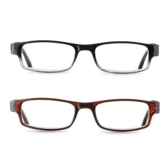 Equate Phoenix Value 2-Pack Unisex Rectangular Reading Glasses with Case, +2.00