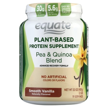 Equate Plant-Based Protein Supplement, Smooth Vanilla, 2 lbs