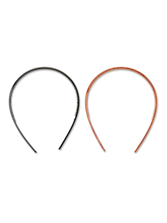 Plastic Headbands, Black and Brown, 2 Count