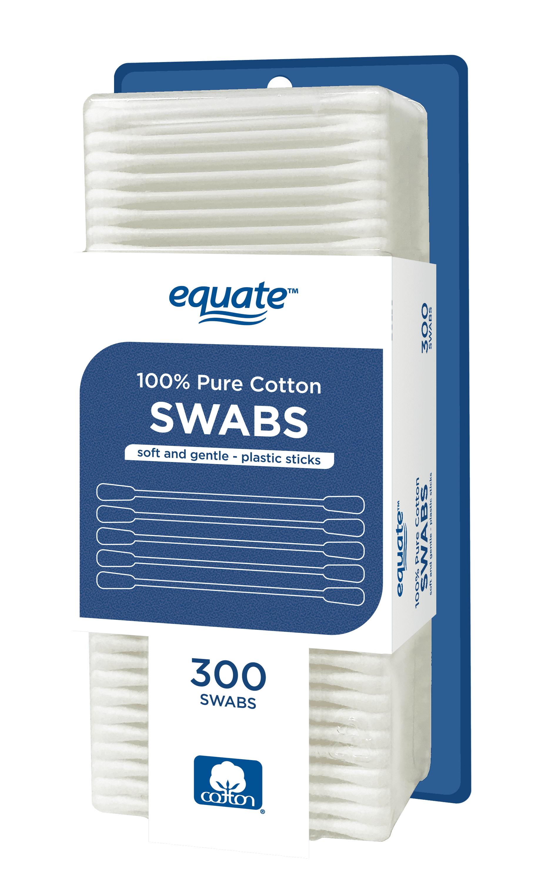 Equate Plastic Sticks Cotton Swabs, 300 Count