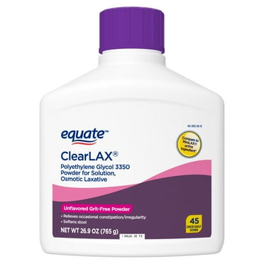 Equate ClearLAX Polyethylene Glycol 3350 Powder for Solution, Osmotic Laxative, 26.9 oz, 45 Doses