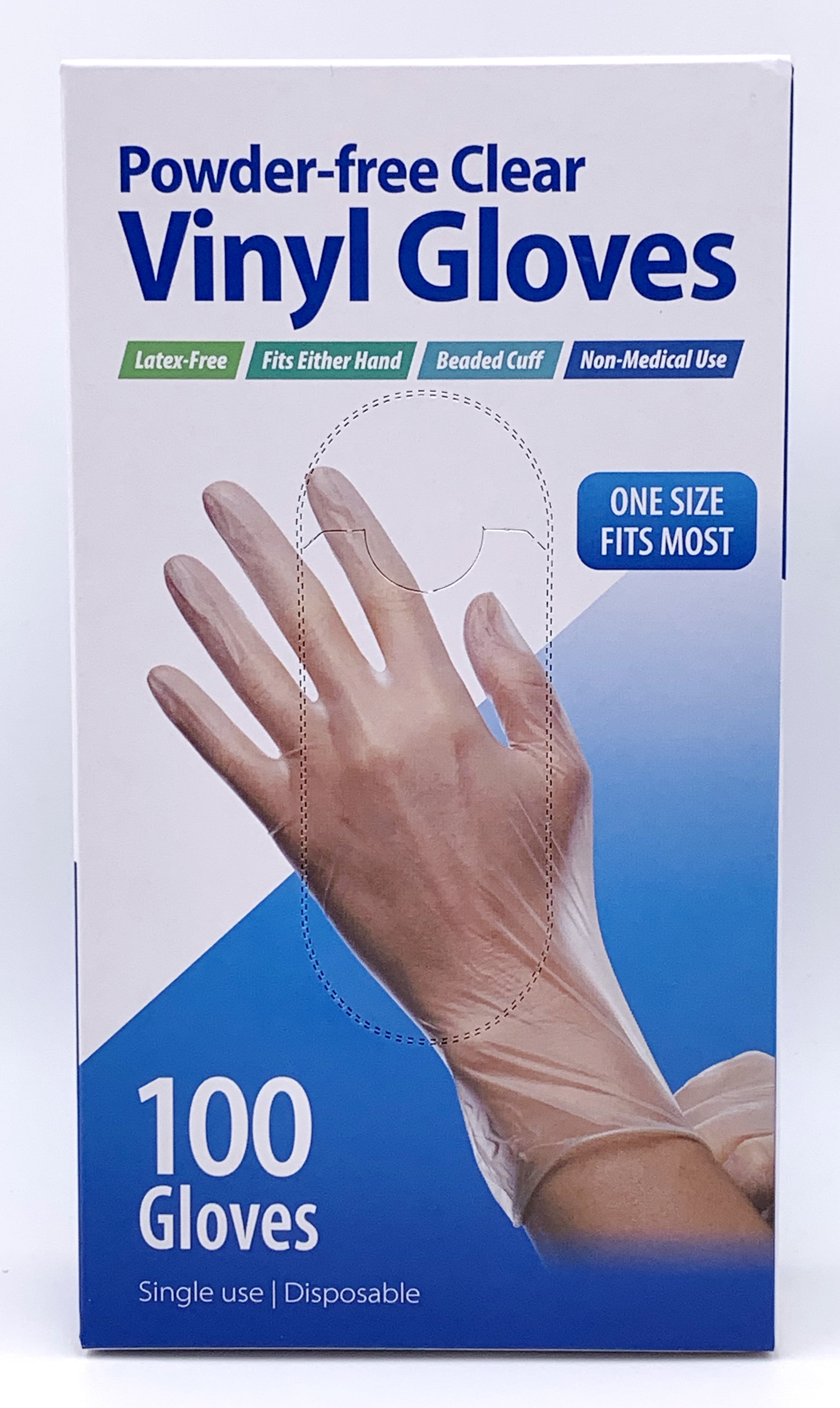 Equate Powder Free Vinyl Gloves, One Size Fits Most, 100 Count HSA/FSA ...