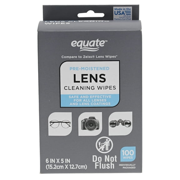 Equate Pre-Moistened Lens Cleaning Wipes, 100 Count