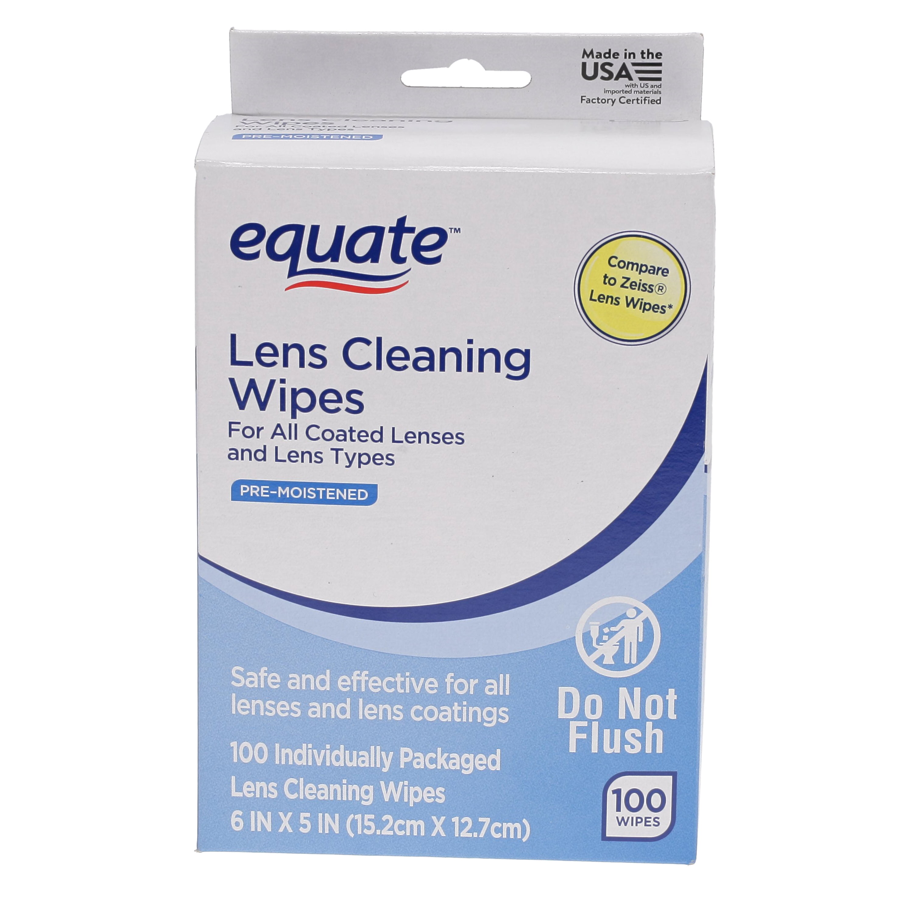 Equate Pre-Moistened Lens Cleaning Wipes, 100 Count, Compare to