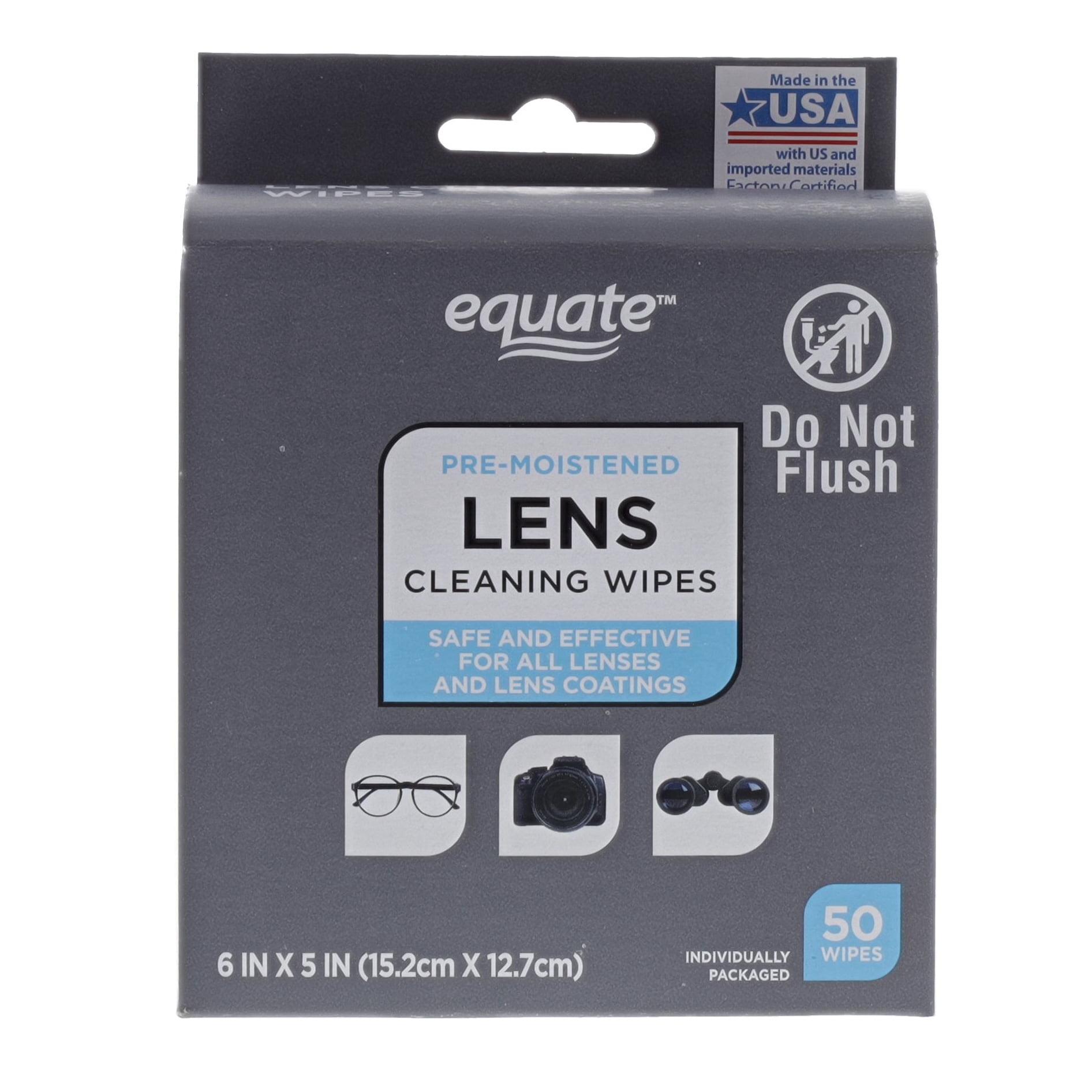 Equate PreMoistened Lens Cleaning Wipes, 50 Count