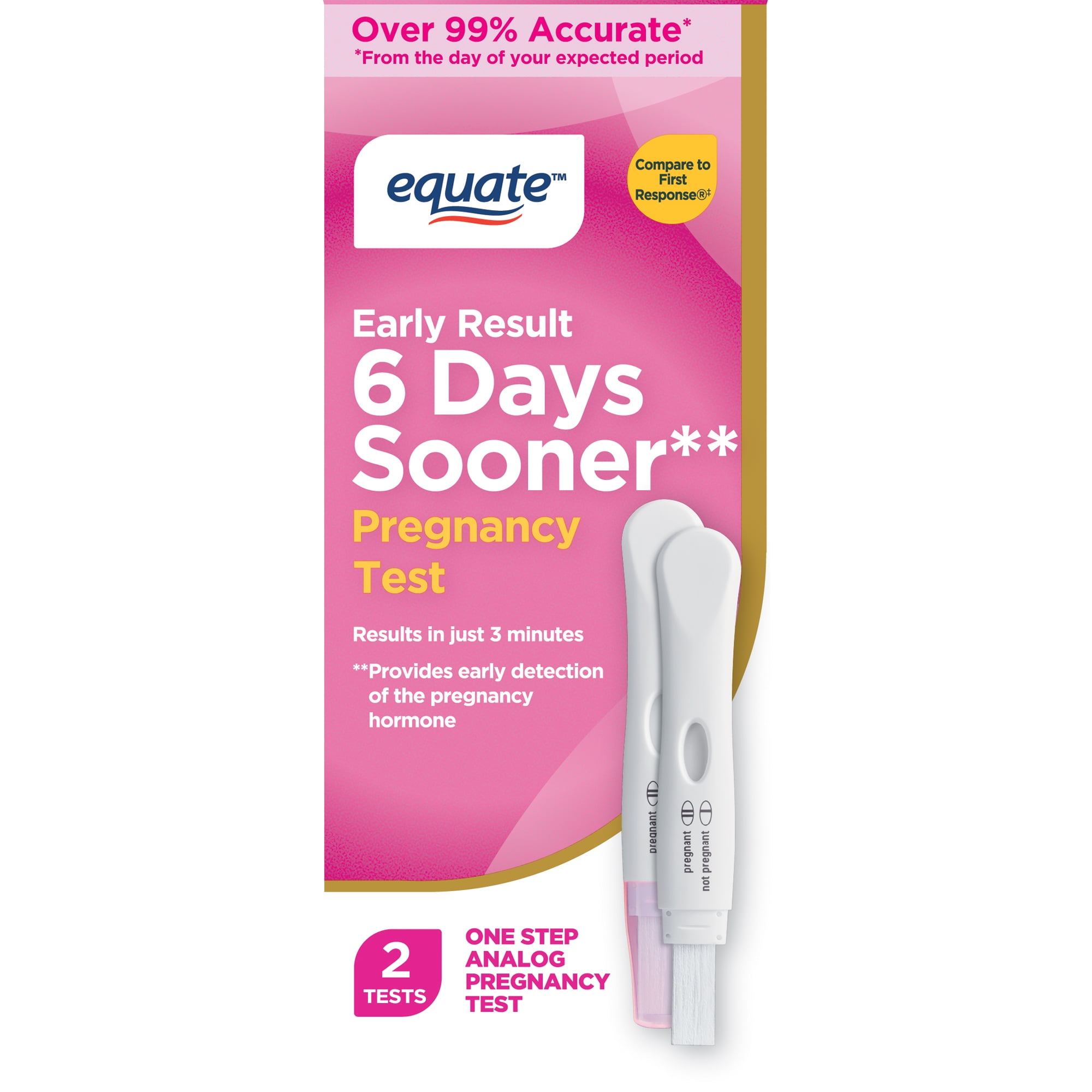 Equate Early Result Analog Pregnancy Test, 2 Count, Test 6 Days Sooner, Compare to First Response