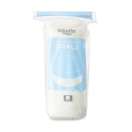 Equate Premium Exfoliating Cotton Ovals, 50 Count
