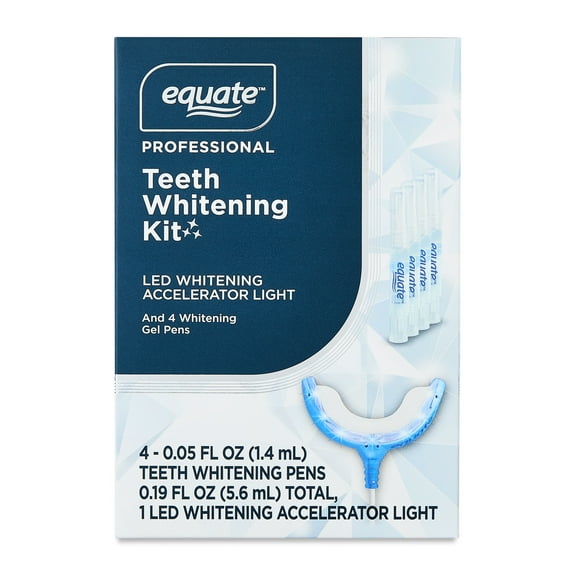 Equate Teeth Whitening Kit (4 Gel Pens + 1 LED Light), Compare to Smile Direct Bright On, compare to Smile Direct Bright On