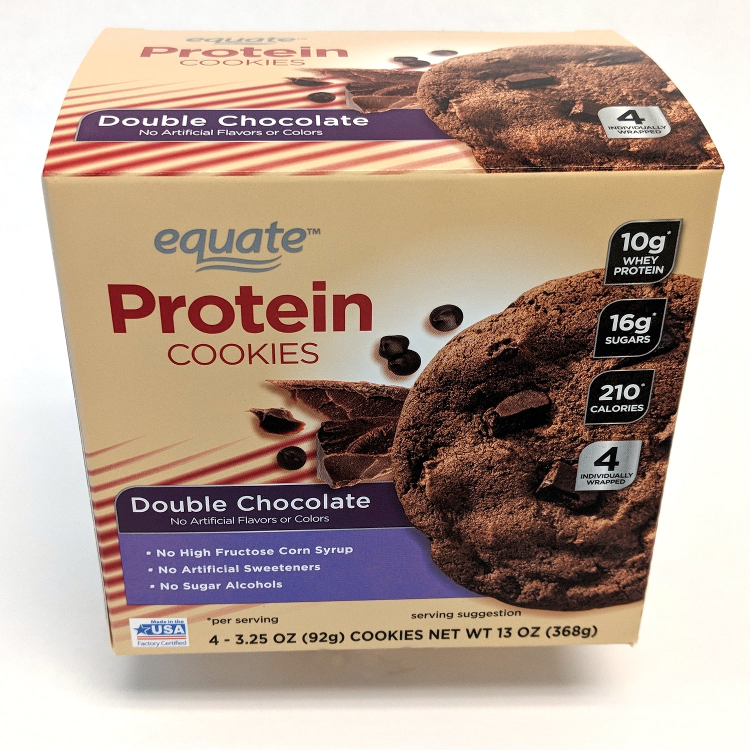 Equate Protein Cookie, Double Chocolate, 10g Protein, 4 Ct