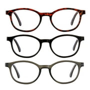 Equate Unisex Rectangular Reading Glasses, Gray/Black/Tortoise, +1.25, 3 Pack