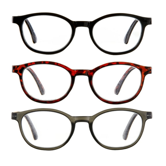 Equate 3-pack Unisex Rectangular Reading Glasses Ts-1011, +2.00