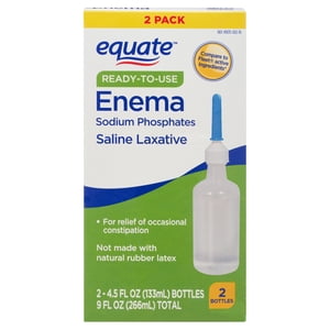 Enema laxante salino de fosfato de sodio Equate listo para usar, 9 fl oz, paquete de 2