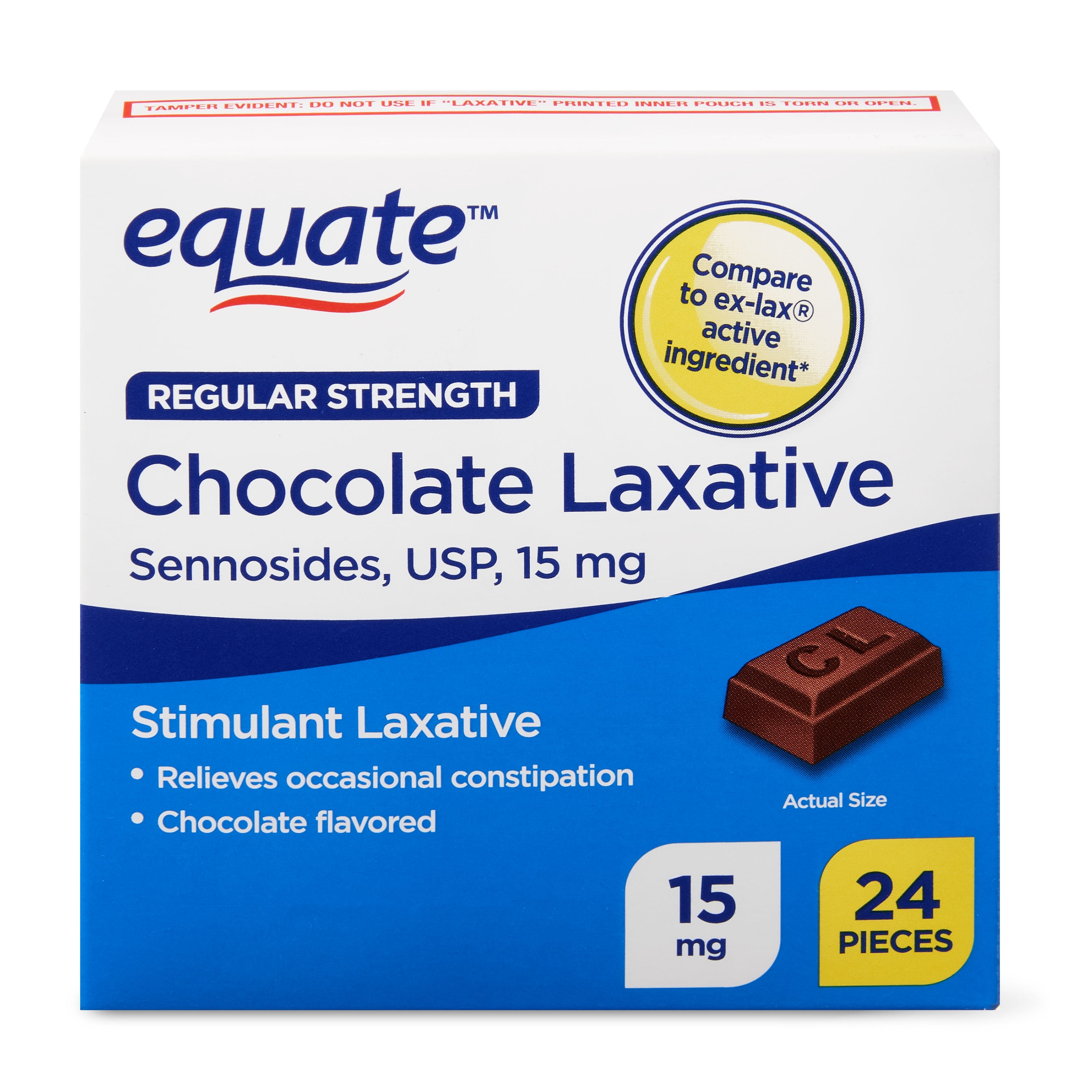 Equate Regular Strength Chocolate Laxative, 24 Pieces