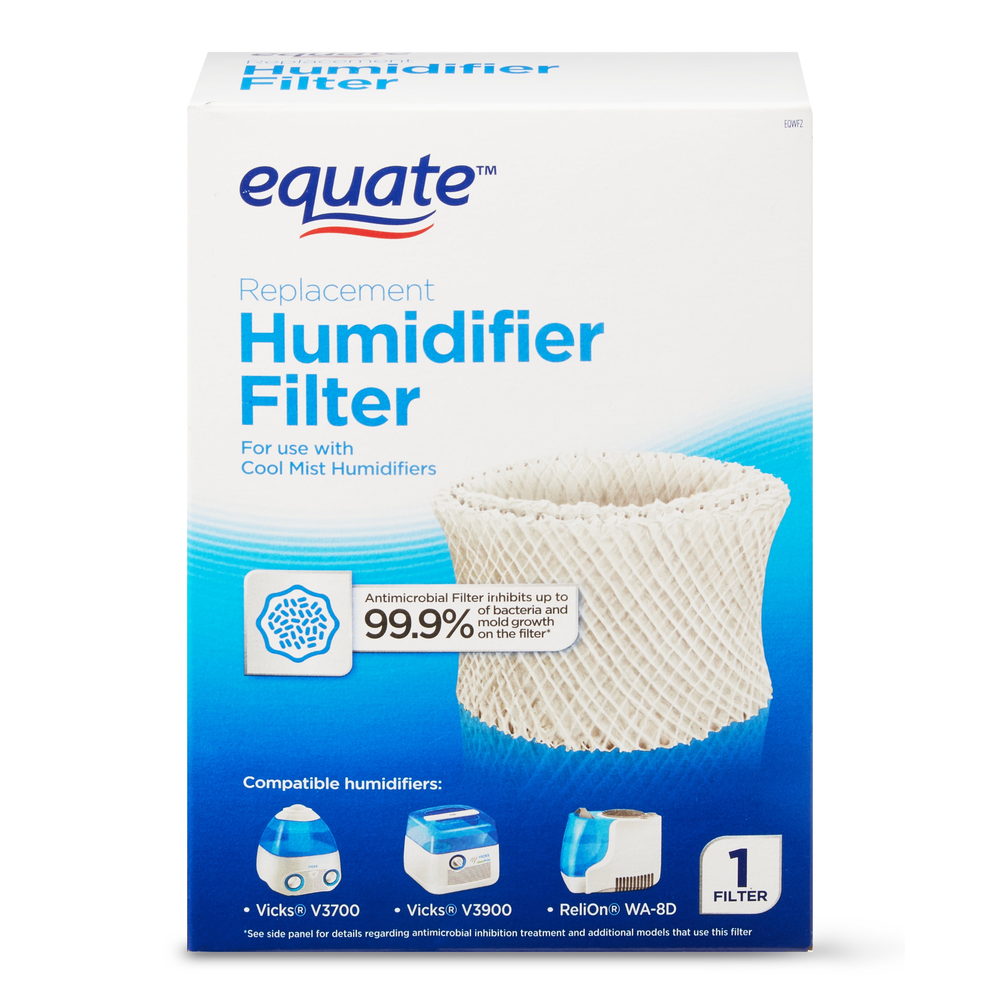 Equate Replacement Humidifier Filter, size  5.9" D x 59" W x 5" H, for use with Equate Invisible Cool Mist Humidifier, 1 Count