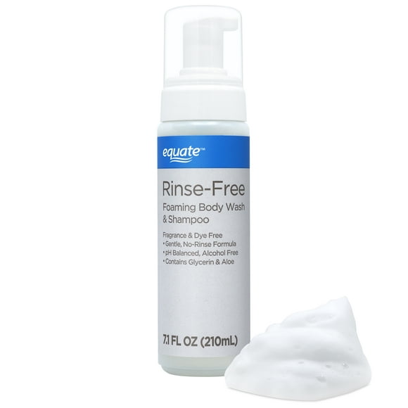 Equate Rinse-Free Foaming Body Wash & Shampoo, No Rinse Formula, 7.1 fl oz