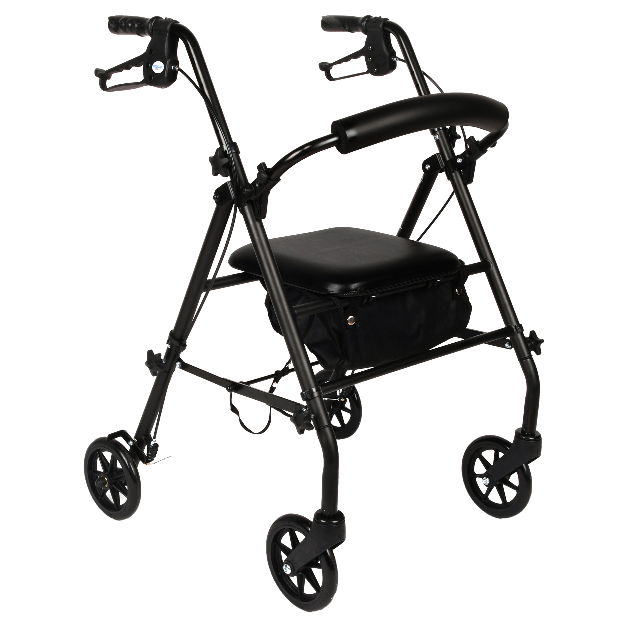 Equate Rolling Walker for Seniors, Rollator with Seat and Wheels, Black, 350 lb Capacity - image 1 of 9