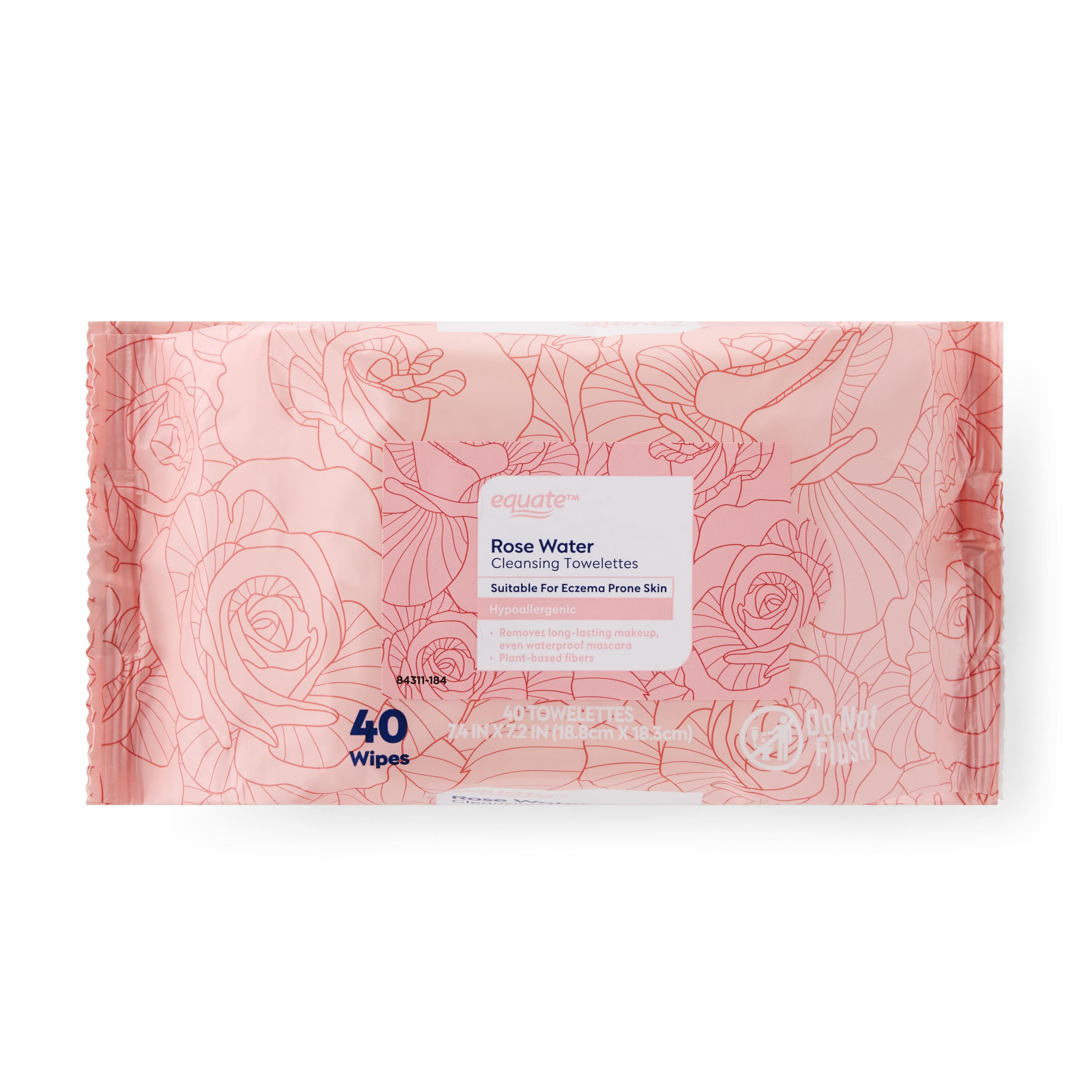 Equate Rose Water Cleansing Towelettes, 40 Count