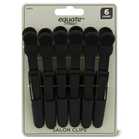 Equate Salon Clips 6 Count, Hold Hair in Place While Hairdressing,Black