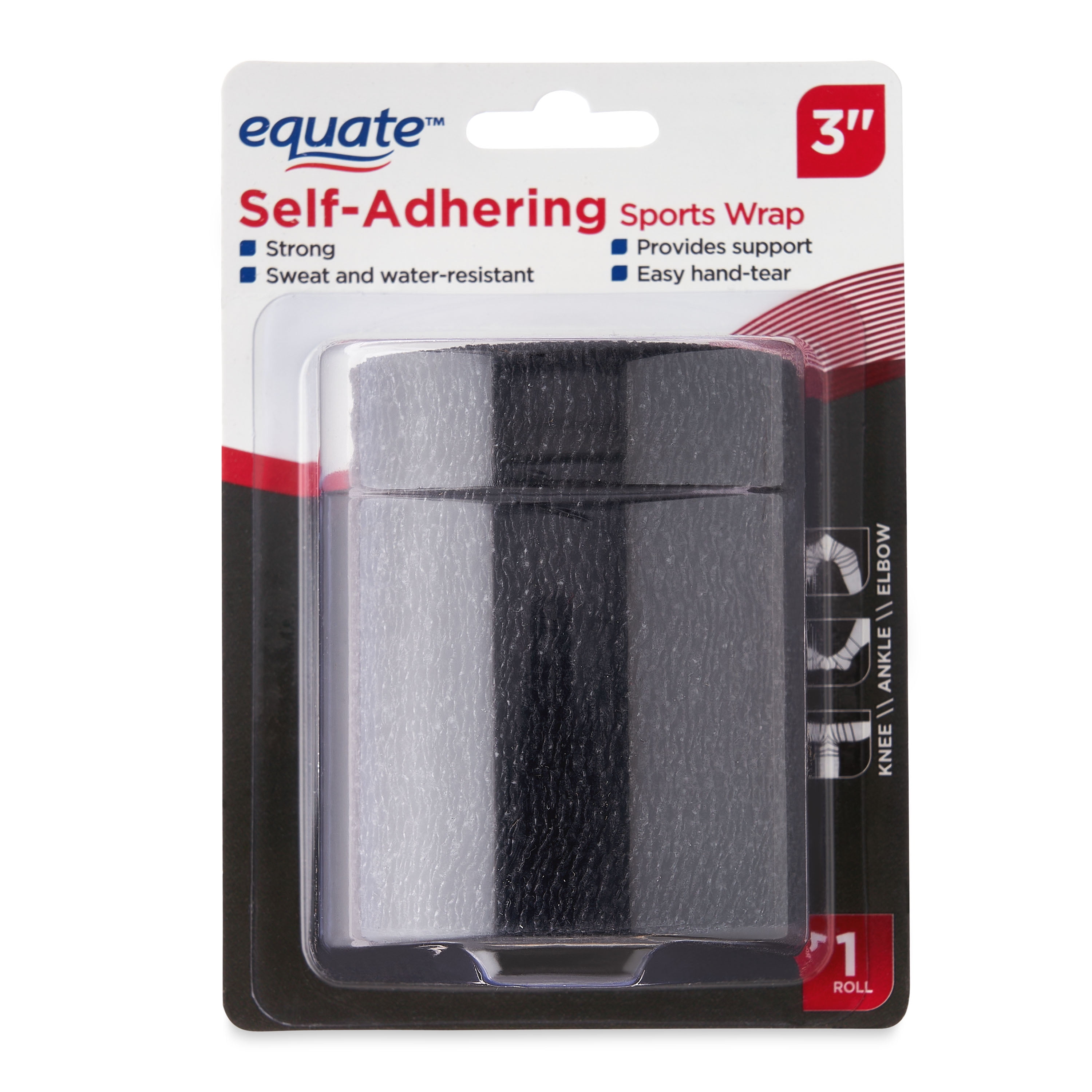 Equate SelfAdhering Sports Wrap, 3", Black