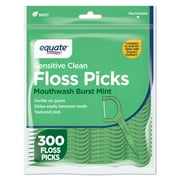 Equate Sensitive Clean Floss Picks, Mouthwash Burst Mint, 300 Count