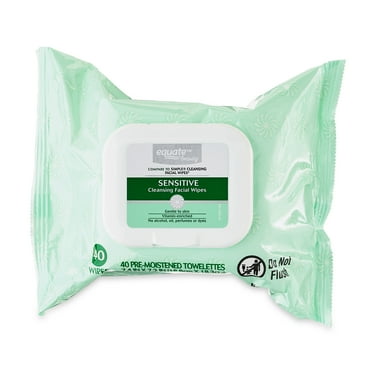 Equate Sensitive Cleansing Facial Towelette Wipes for Face Care of Sensitive Skin, Alcohol Free (40 Count), Compare to Simple® Cleansing Facial Wipes