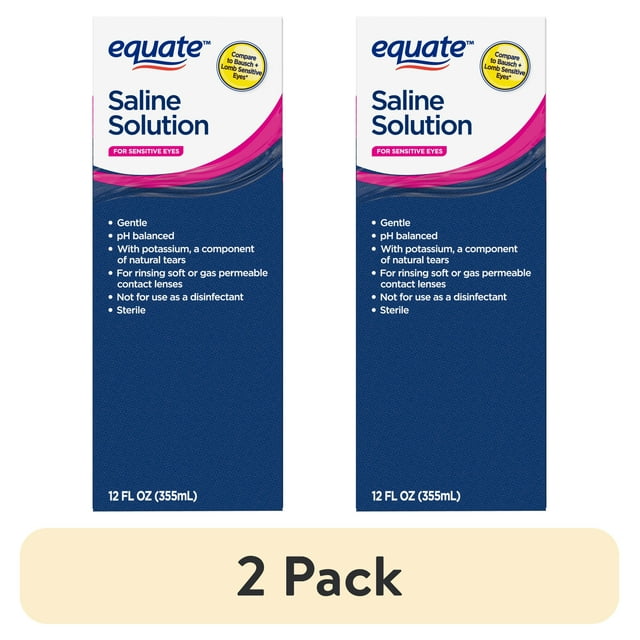(2 pack) Equate Sensitive Eyes Saline Solution for Contact Lenses, 12