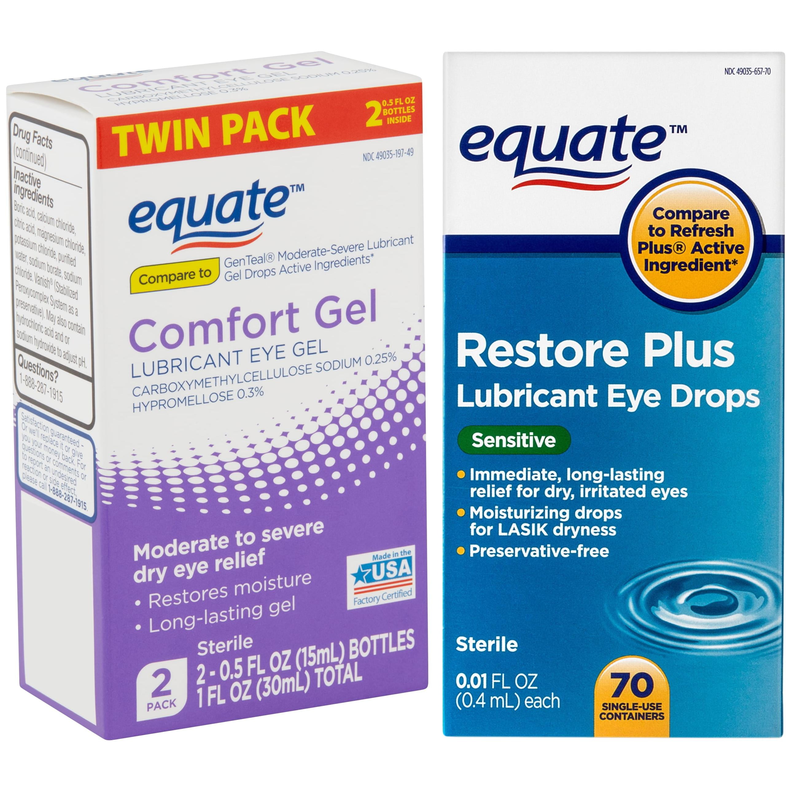 Customer reviews for Equate Sensitive Restore Plus Lubricant Eye Drops / Comfort  Gel Lubricant Eye Drops Bundle