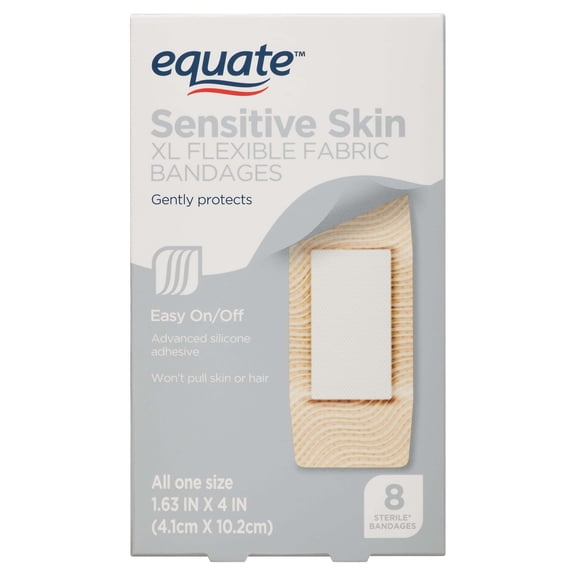 Equate Sensitive Skin Adhesive Bandages, X-Large, 8 Count